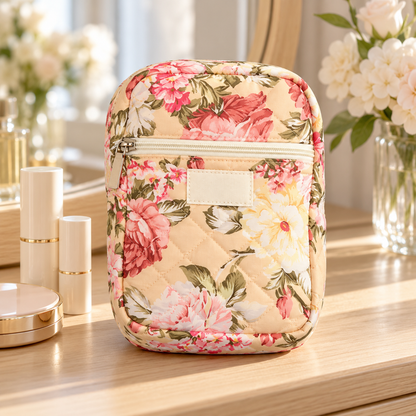 Small Cappuccino Floral Makeup Pouch