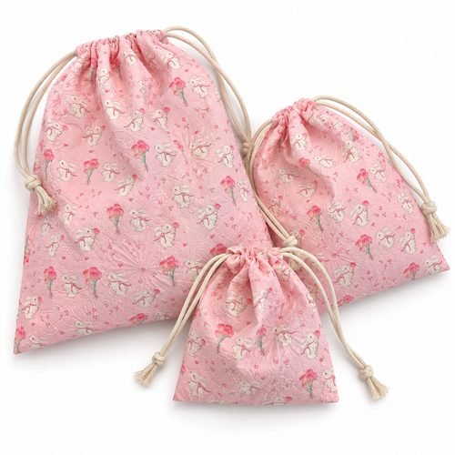 Bouquet Bunny Drawstring Storage Pouch