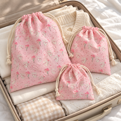 Bouquet Bunny Drawstring Storage Pouch