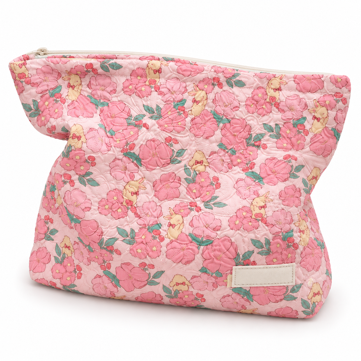Floral Yellow Bunny Makeup Pouch