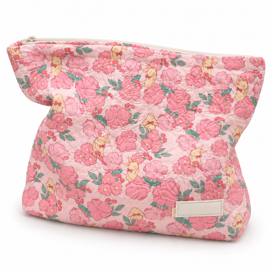 Floral Yellow Bunny Makeup Pouch