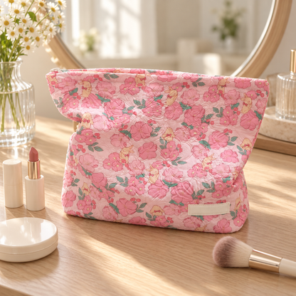 Floral Yellow Bunny Makeup Pouch
