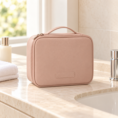 Rosewood Pink Travel Makeup Organizer Bag