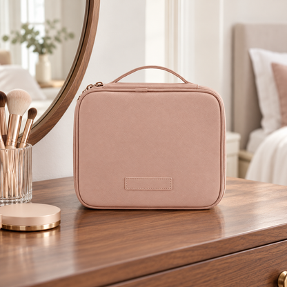 Rosewood Pink Travel Makeup Organizer Bag